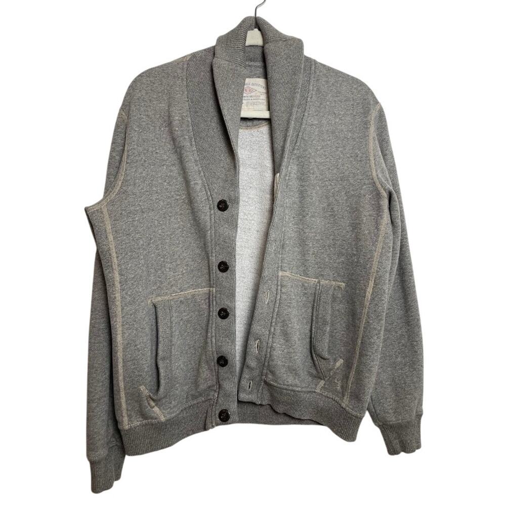 VTG American Eagle Mens Cardigan Collared Fleece Knit Shawl Button Down Sweater